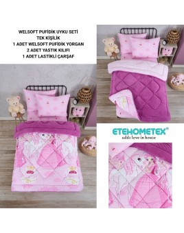 ETE HOMETEX TEK KİŞİLİK WELSOFT UYKU SETİ PRENSES MÜRDÜM 8696474232017